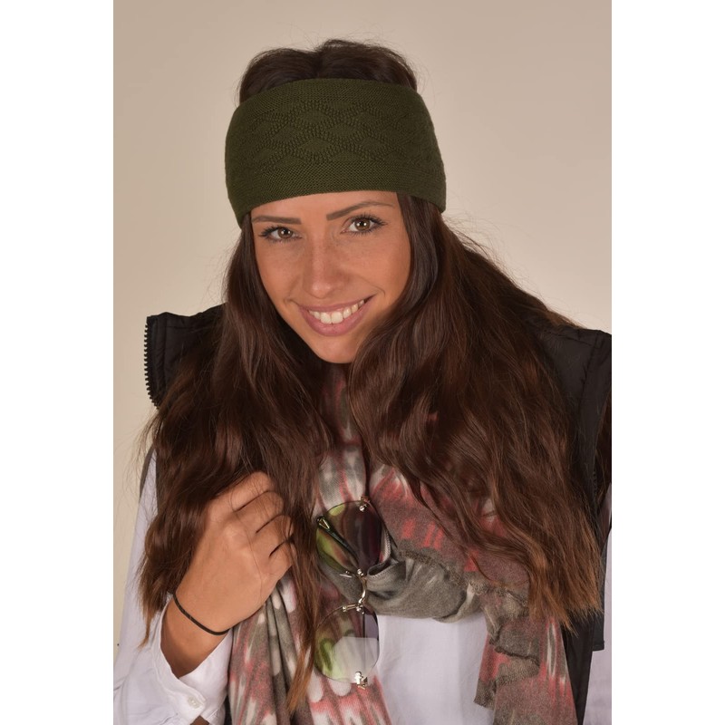 styleBREAKER 04026061 Women's Knitted Headband Plain with Checked Pattern, Thermal