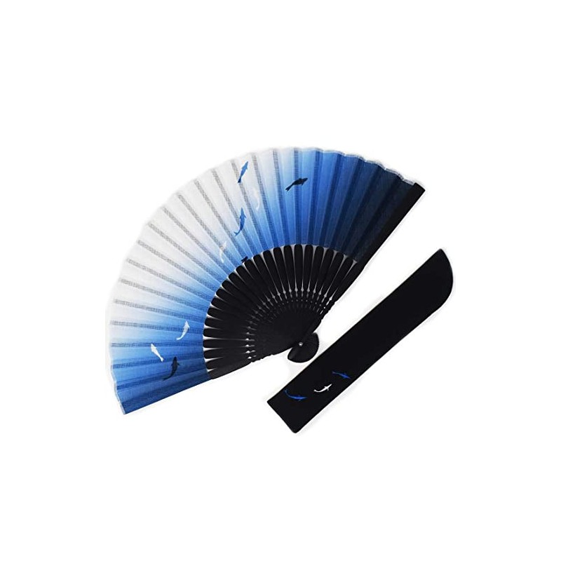[Fashionable kimono Iroha] Men's Cloth Fan, Fan Bag Set, Dyed