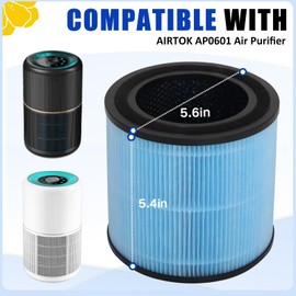4 Pack AP0601 Replacement Filters Compatible with AIRTOK AP0601 Air Purifier, Part # AP0601-RF, 4-in-1 H13 True HEPA Filters, High-Efficiency Activated Carbon Filter With 20* Aroma Pads