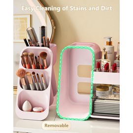 Anylady Large Capacity Makeup Organizer Countertop with Makeup Brush Holder for Vanity, Thickened Material, Bathroom Countertop Organizer Skin Care Perfumes Storage, Teen Girl Gifts for 13-25 Year