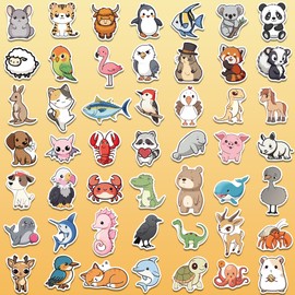 102 Pack Cute Animal Stickers,Colorful Animal Waterproof Stickers,Vinyl Kawaii Aesthetic Sticker for Water Bottle,Laptop,Phone,Sticker for Teens Girls Kids