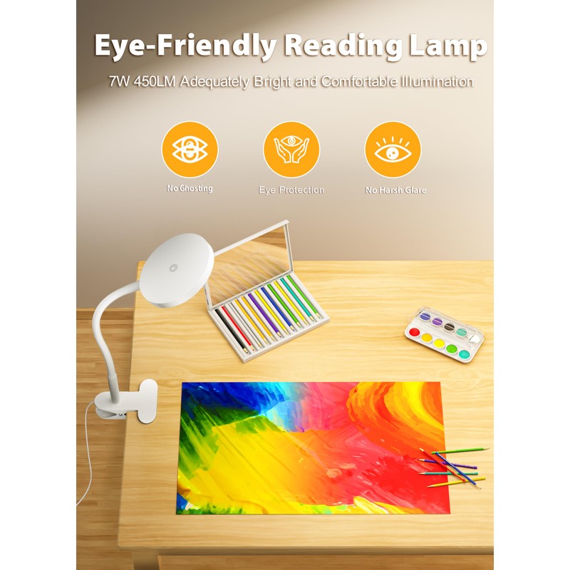 deeloop LED Clip on Light,100% Infinite Dimmable Reading Book Lights