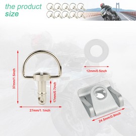 REARACE 1/4 Turn Quick Release Fasteners, 10 Pack Motorcycle Race Fasteners Quick Release D-Ring Fairing Fastener Clip (Silver,17 mm)
