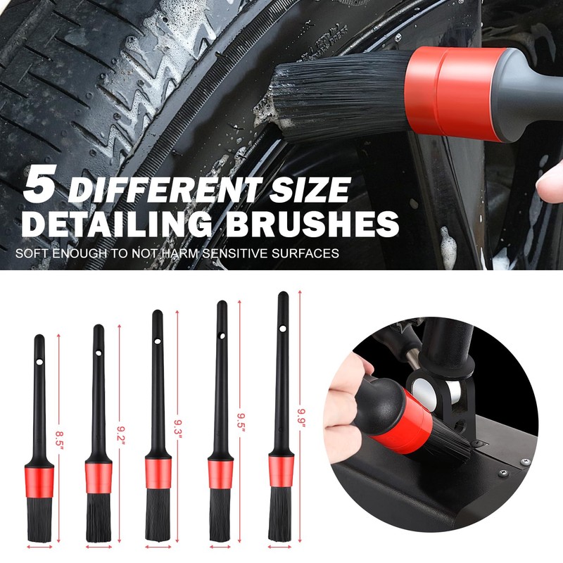 DNA MOTORING 25pcs Car Detailing Brush Set, Car Detailing Kit,