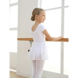 MdnMd Toddler Girls Dance Ballet Leotard with Tutu Skirt Outfit Dress (White, Age 4-6 / 4t,5t)