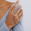 Aimimier 3Pcs Punk Cross Knuckle Ring with Chain Tassel Paperclip