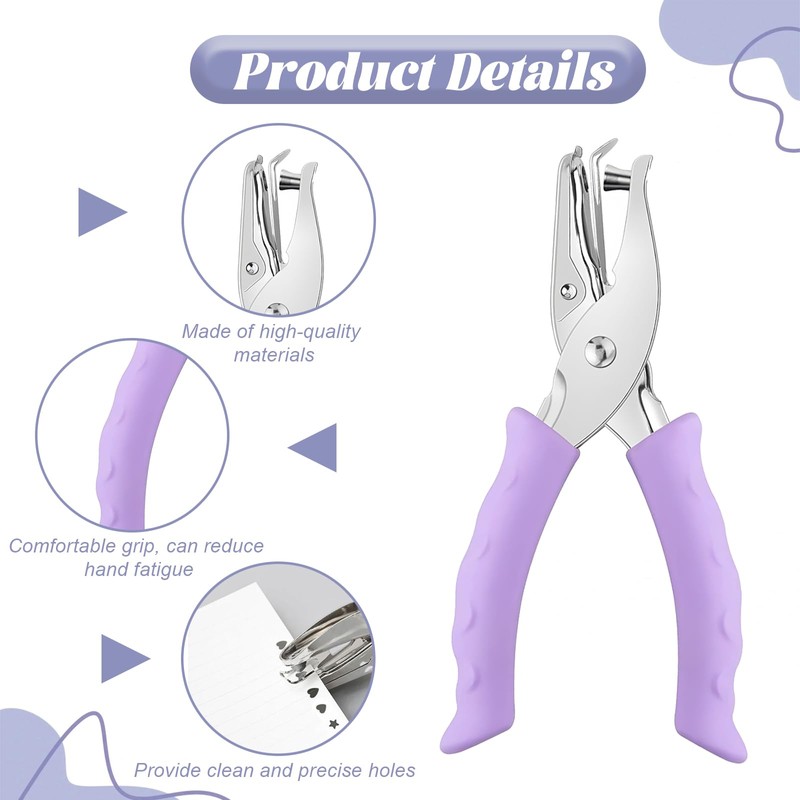 Gaaines 6mm Single Hole Punch, Purple, Plastic, Compact & Portable,