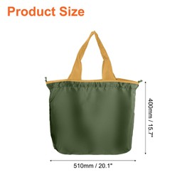 sourcing map Reusable Grocery Bags, 1Pcs 20" x 16" Washable Shopping Totes Fit in Pocket, Foldable Drawstring Lightweight Grocery Bag for Shopping, Camping and Traveling (Dark Green)