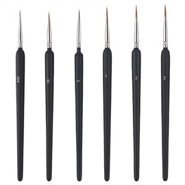Face Brush, Extra Fine, Gradient Brush Set, Watercolor Brushes, Plastic Model Paint Brushes, Oil Painting, Acrylic Painting, Ink Painting, Fine Details, Line Drawing Brushes, Fatigue Free Design, Easy to Hold, Black, Set of 6