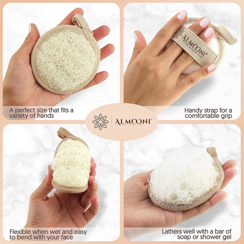 Exfoliante Facial de Lufa Almooni – Set 6 Esponjas Naturales