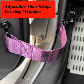 Door Limiting Strap for Jeep Wrangler TJ JK YJ JKU JLU JL,Adjustable Door Check Strap for Jeep Wrangler,Heavy Duty Door Strap,2PCS,Purple