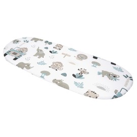 Medi Partners Fitted Sheet for Pram, 86 x 40 cm, 100% Cotton Mattress Protector (Mint Zoo)