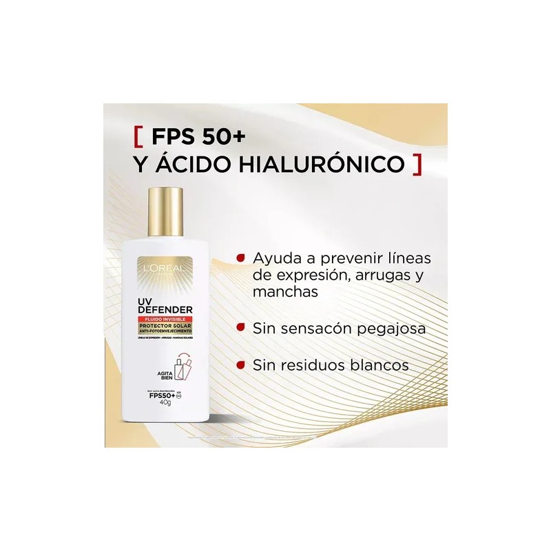 Crema L'oréal París Uv Defender Fluido Invisible Fps50 40ml