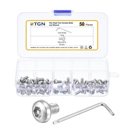 DTGN M4x8mm Pan Head Torx Security Screws - 50Pack - Good for Machinery - 304 Stainless Steel Tamper Proof Torx Security Fasteners & Wrench - Silver Tone