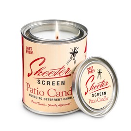Skeeter Screen 90400 Patio Candle – 80 Hour Burn Time – Clean-Burning Essential Oil Formula – Lead-Free Wick – 15 oz Decorative Tin – Fresh Outdoor Scent for Patios, Decks, Balconies & More