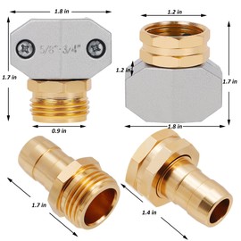 Triumpeek 2 Sets Garden Hose Repair Kit, Aluminum Male and Female Coupling Menders with Zinc Clamps, Hose End Connectors with 4 Extra Rubber Washer for 3/4" and 5/8" Garden Hose Fittings