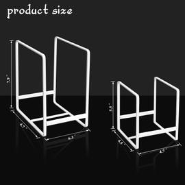Plate Holders Organizer for Kitchen Cabinet Counter Cupboard, 4Pcs Metal Dish Storage Drying Display Rack, Upright Dish Stand for Storing Pans Lids Dish Trays (2 Small and 2 Large, White)