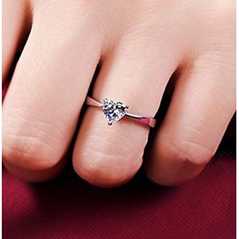 Goldenchen Fashion Jewelry 925 Sterling Silver 1CT Simulated Diamond Heart Shape Ring Solitaire Engagement for Women (9)