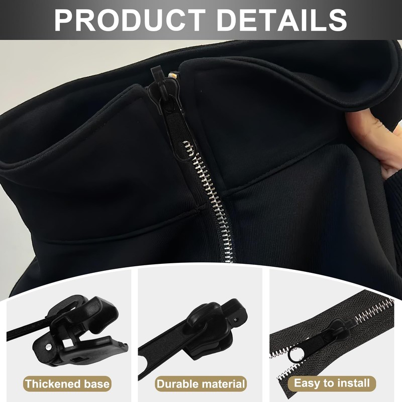 6pcs Zipper Repair Kit 3 Sizes Removable Zip Slider Puller