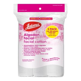 Jaloma | Tri-pack De Algodón Facial Suave, 3x100 Piezas