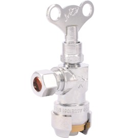 SharkBite 1/2 x 3/8 Inch Compression Angle Stop Valve, Loose Key Quarter Turn, Push to Connect Brass Plumbing Fitting, Chrome Finish, PEX Pipe, Copper, CPVC, PE-RT, HDPE, 24731LF