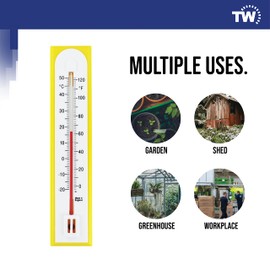 Accurate Room Thermometer For Use As Room Temperature Thermometer In The Home Office Garden or Greenhouse Easily Wall Mounted (Yellow)