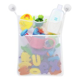 2 x Baby Bath Toy Organizer with 4 Strong Suction Cup Hooks, Bath Toy Storage Bag, Shower Toy Holder, Quick Drying Bathtub Toy Basket, Bath Toy Basket