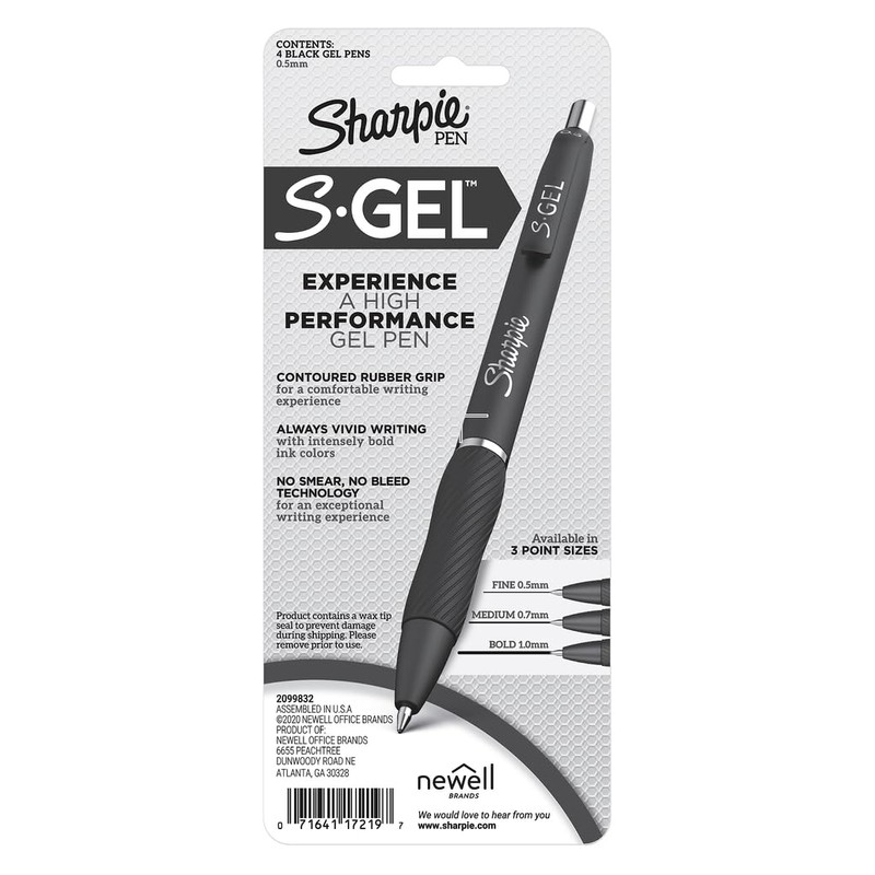 Sharpie S-Gel Pens | Fine Point 0.5mm | Black Ink