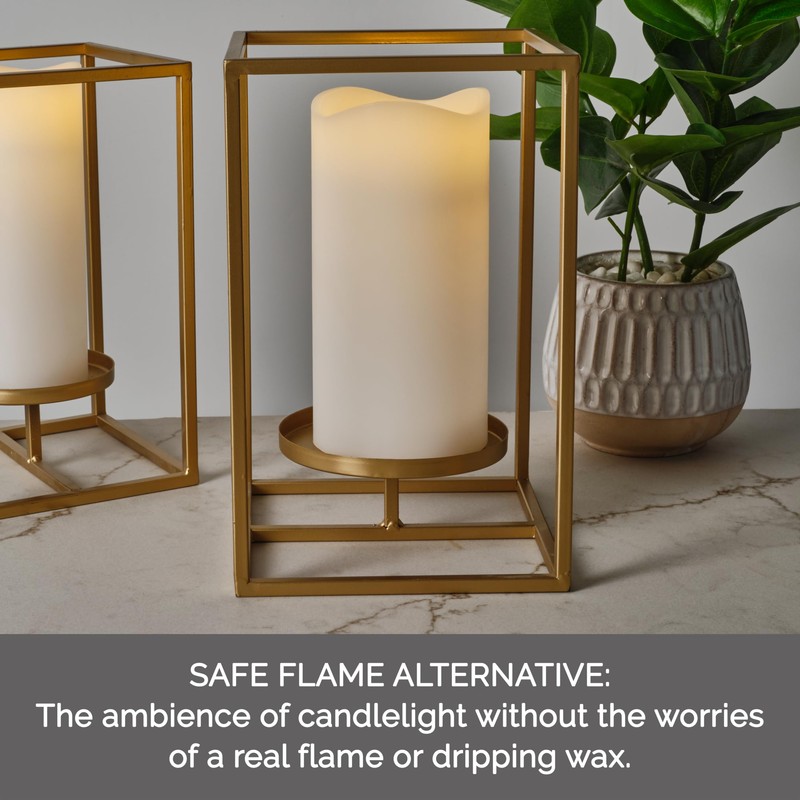 Mikasa White LED Wax Pillar Candle with Flickering Flame, 4