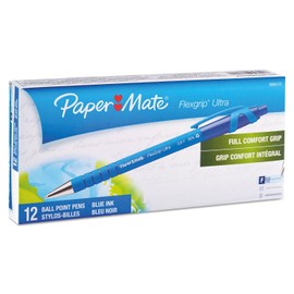 Paper Mate 9560131 FlexGrip Ultra Recycled Ballpoint Retractable Pen, Blue Ink, Fine, Dozen