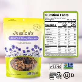Jessica’s Cherry & Berry Granola - Handmade, Non-GMO, Gluten-Free, Whole Grain, 11oz (3 Pack)