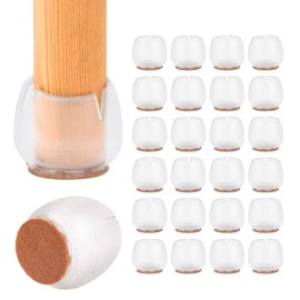 HomeChi Protección de Silicona para Muebles, 24 Piezas Protectores de Piso para Patas Sillas, Tapas Elásticas con Fondo Antideslizante, Evitan Arañazos y Ruido Mueble, Hogar, Mate Transparente