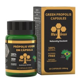 BrazilBeePropolis Brazil Wax Green Bee Propolis 500mg, 60 capsules