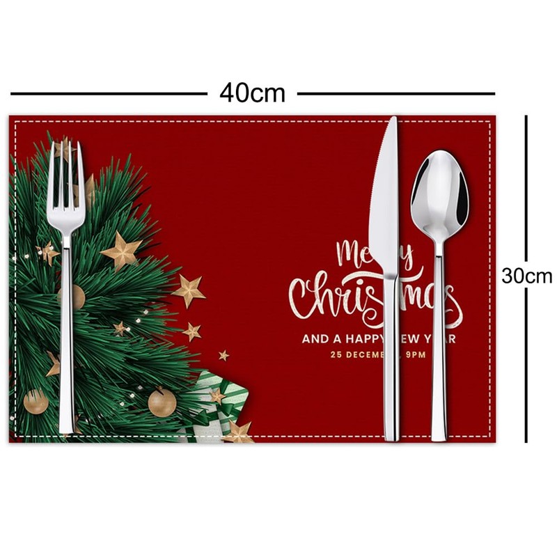 MinniLove Christmas Tree Pattern Placemats Nordic Linen Absorbent Thick Heat