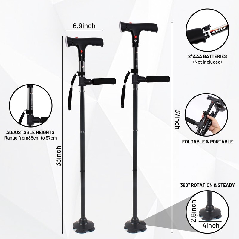 Adjustable Folding Walking Sticks for Men Women Senior Elderly with