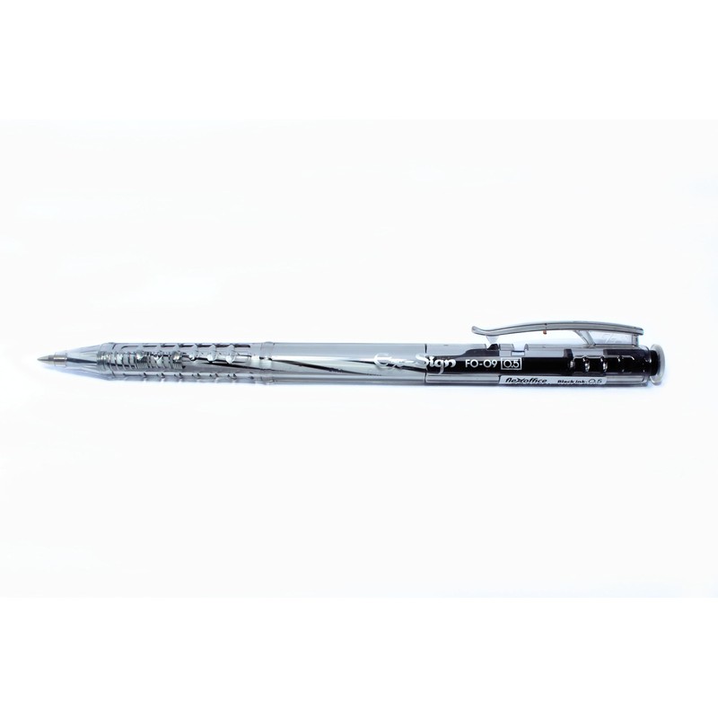 FLEXOFFICE Oil-Based Ballpoint Pens 50-Pack Black/Black Ink 0.5mm Ultra-Smooth Quick-Drying