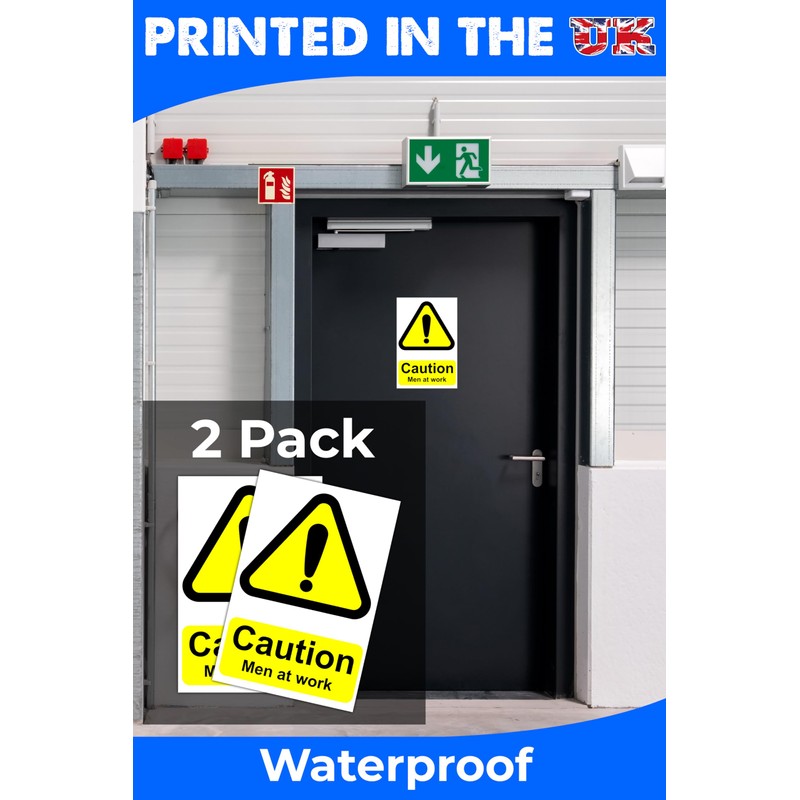Caution Slippery Surface Warning Stickers x2, Peel and Stick 200mm