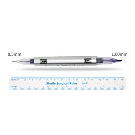 AIMALL 2X Microblading Tattoo Eyebrow Marker Pen & Measuring Ruler Set, Dual Tip Blue Ink, 6.3 x 0.8 Inches, DIY Professional Surgical Skin Piercing Accessories