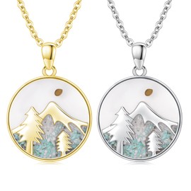 KQ&TTENG 2Pcs Mountain Necklace, Christian Faith of A Mustard Seed Necklace for Women Nature Jewelry Gifts