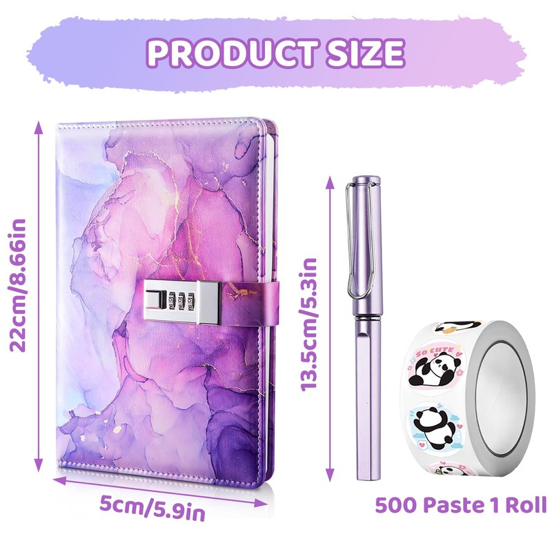 UNIANE Diary with Lock for Girls, A5 Diary with Code,