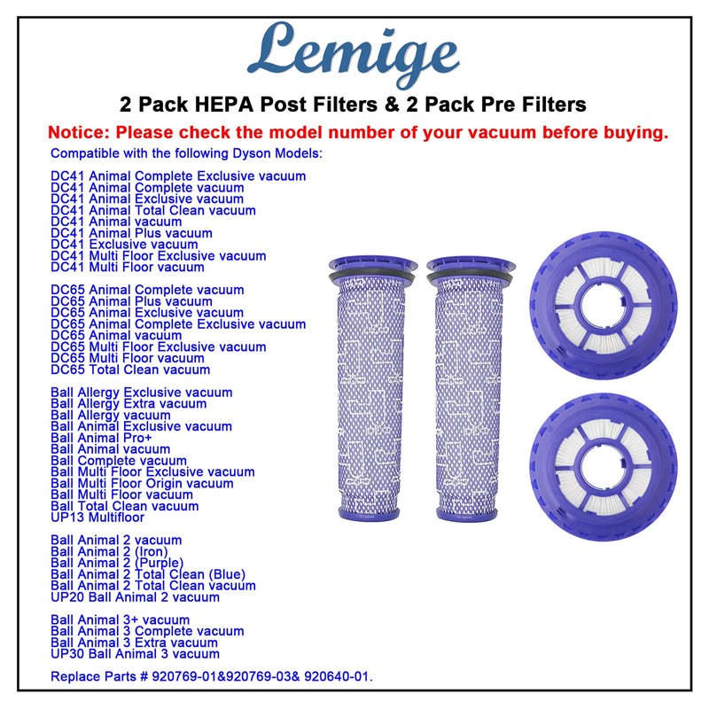 Lemige 2 Pack Post Filters & 2 Pack Pre Filters