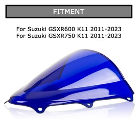 PSLER Windshield Windscreen Double Bubble for Suzuki GSXR600 GSXR750 K11 2011-2023 Blue