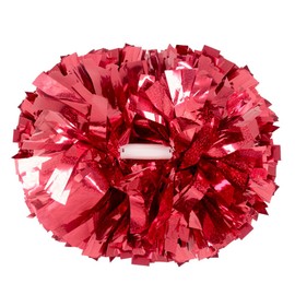 Hooshing 2PCS Red Pom Poms Cheerleading Professional Holographic Spot with Baton Handle for Team Spirit Sports Dance Cheering Kids Adults