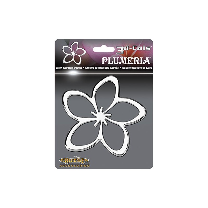 Cruiser Accessories 83033 Plumeria 3D-Cals Raised Adhesive Decal, Chrome