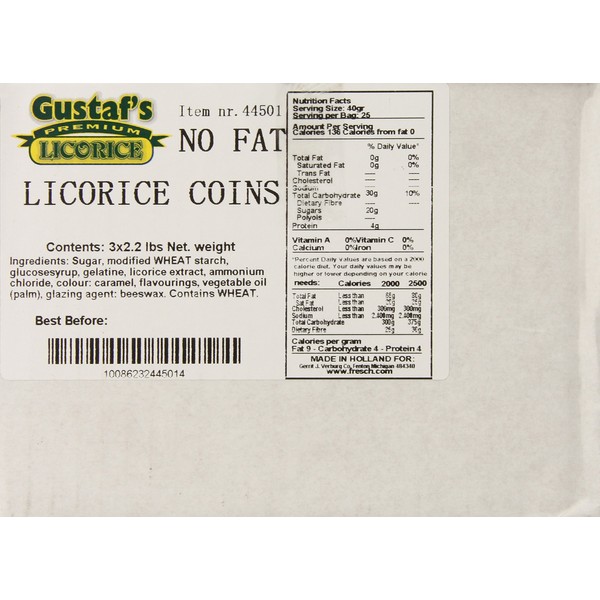Gustafâ€™s no fat licorice coins, 2.2-Pound Bags (Pack of 3)