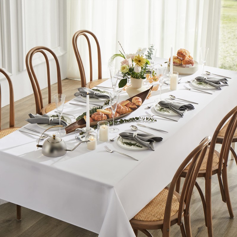 Mysky Home Square Tablecloth 54x54 Inch White Tablecloth Washable Polyester