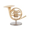 4in Miniature Golden French Horn Replica with Stand Instrument Model