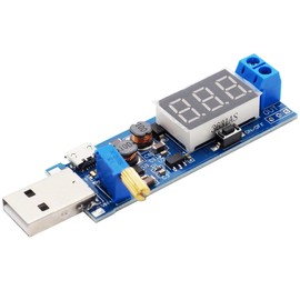 Audio Fan USB Buck-Boost Converter Adjustable Voltage Regulator DC1.5V-24V Boost to Step-down Ballast Step-Up Teppdown Power Module Board 80mm x 30mm x 15mm DIY LCD Display Red