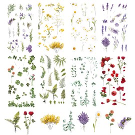 Flower Stickers for Scrapbooking, 480 PCS Transparent Floral Stickers for Scrapbook Supplies Card Making Journaling Water Bottles DIY Crafts Decoration(48 Sheets)