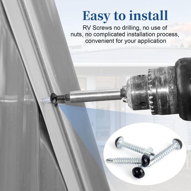 RV Screws Black Pan Head Screw 8 X 1 for